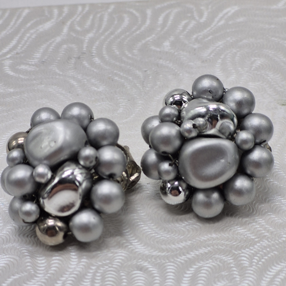 Elegant Silver Cluster Earrings